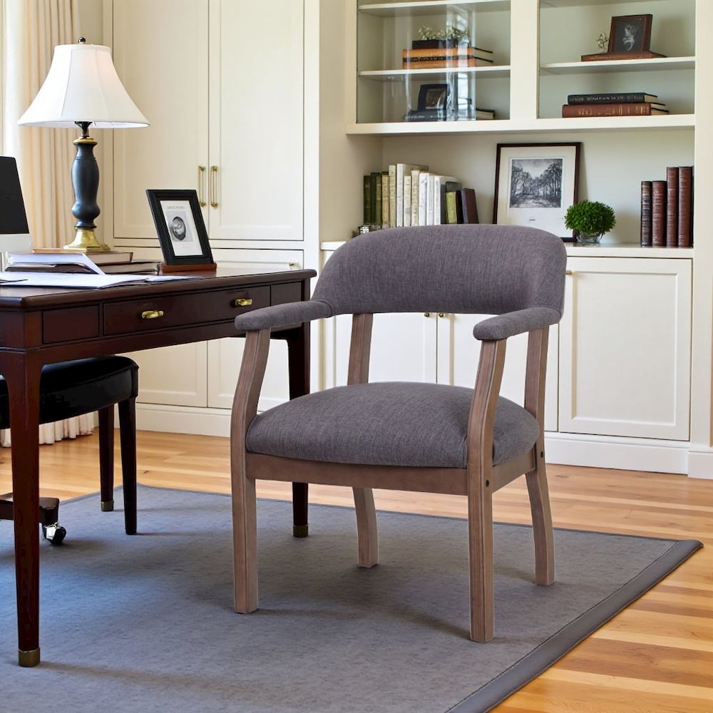 Gray Captains Chair for Office Furniture or Poker Room, No Wheels Design. Picture 3