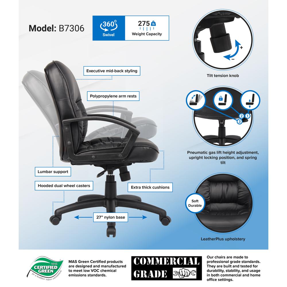 Boss Mid Back LeatherPlus Chair. Picture 2