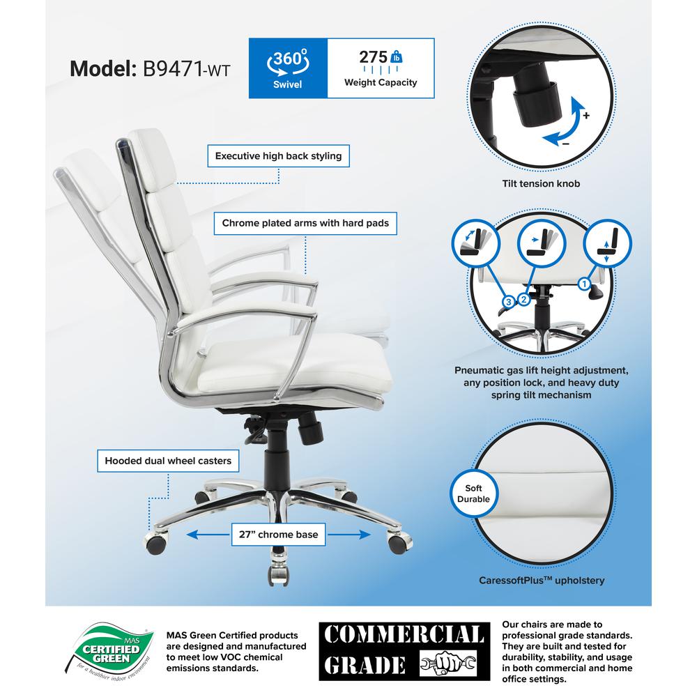 Boss Executive CaressoftPlus™ Chair with Metal Chrome Finish. Picture 7