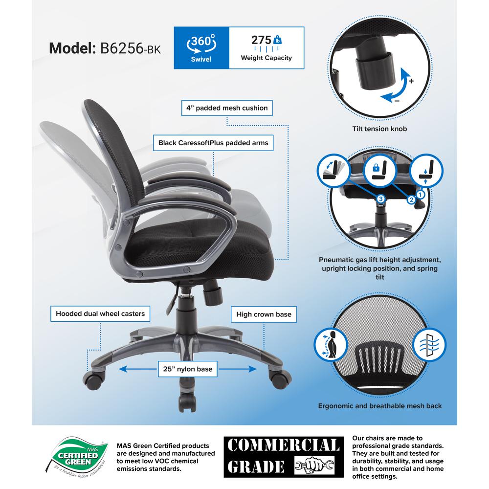 Boss Ergonomic Mesh Task Chair - Mid Back. Picture 7