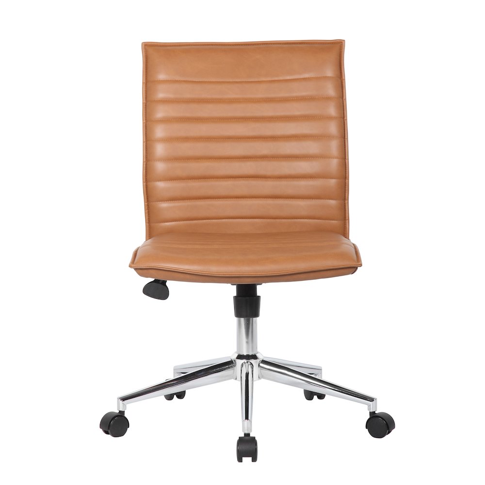 Boss Caramel Vinyl Armless Hospitality Chair. Picture 3