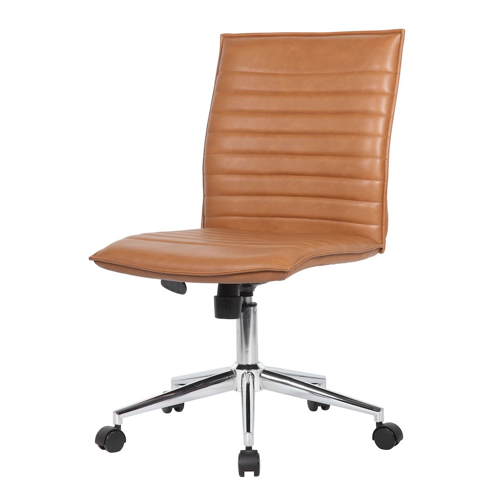 Boss Caramel Vinyl Armless Hospitality Chair. Picture 4