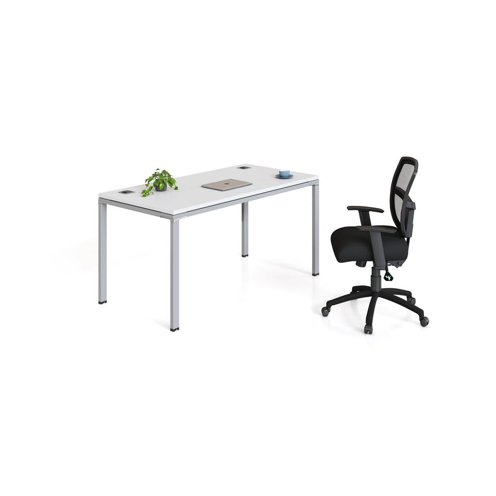 Single Desk, 48" X 24" Desk Top, White. Picture 1