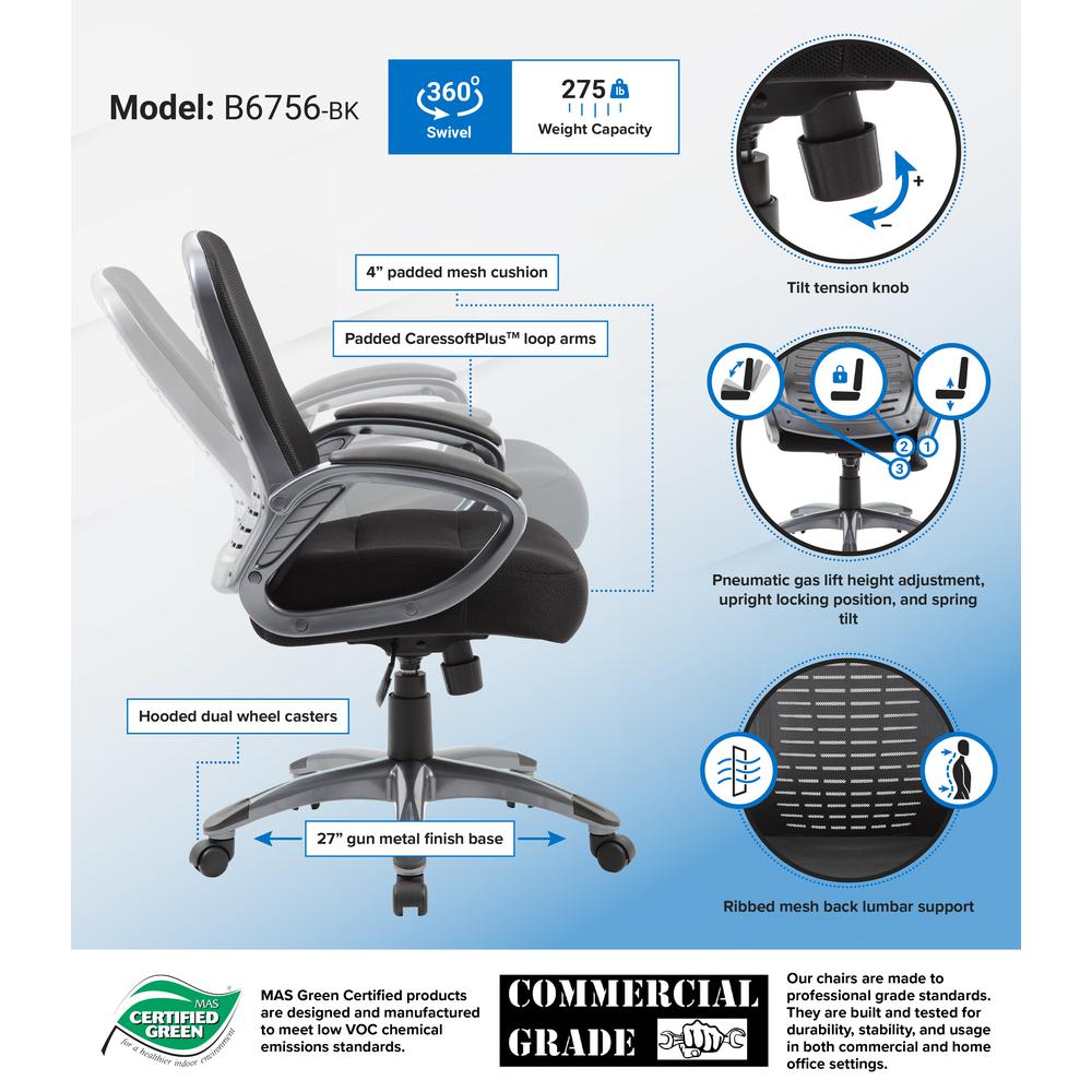 Boss Ribbed High Back Mesh Chair. Picture 8