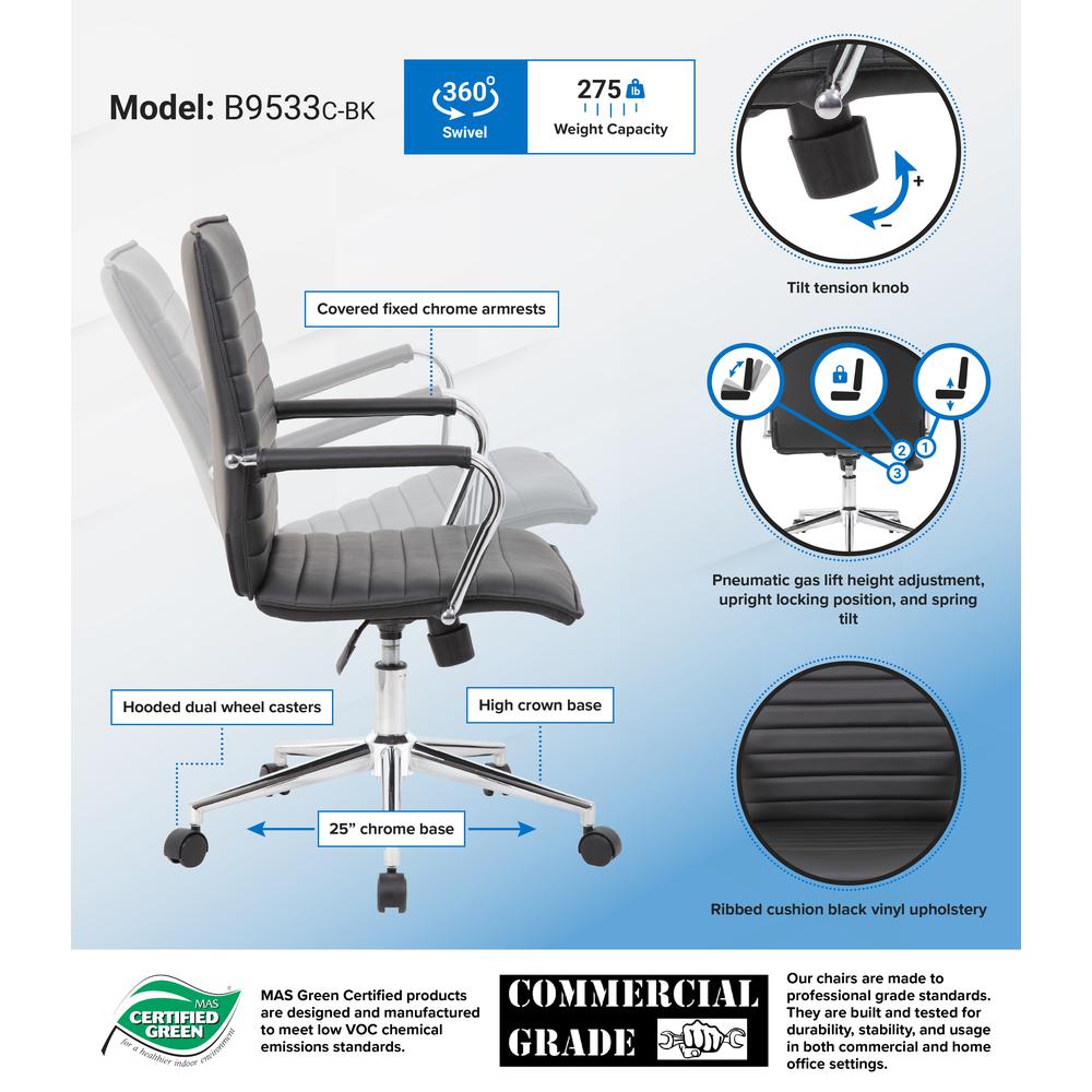 Boss Black Vinyl Hospitality Chair. Picture 7