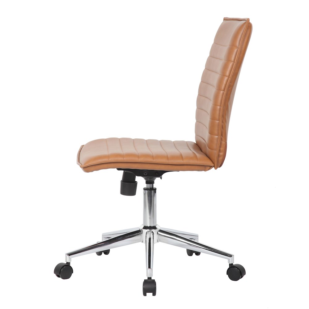 Boss Caramel Vinyl Armless Hospitality Chair. Picture 5