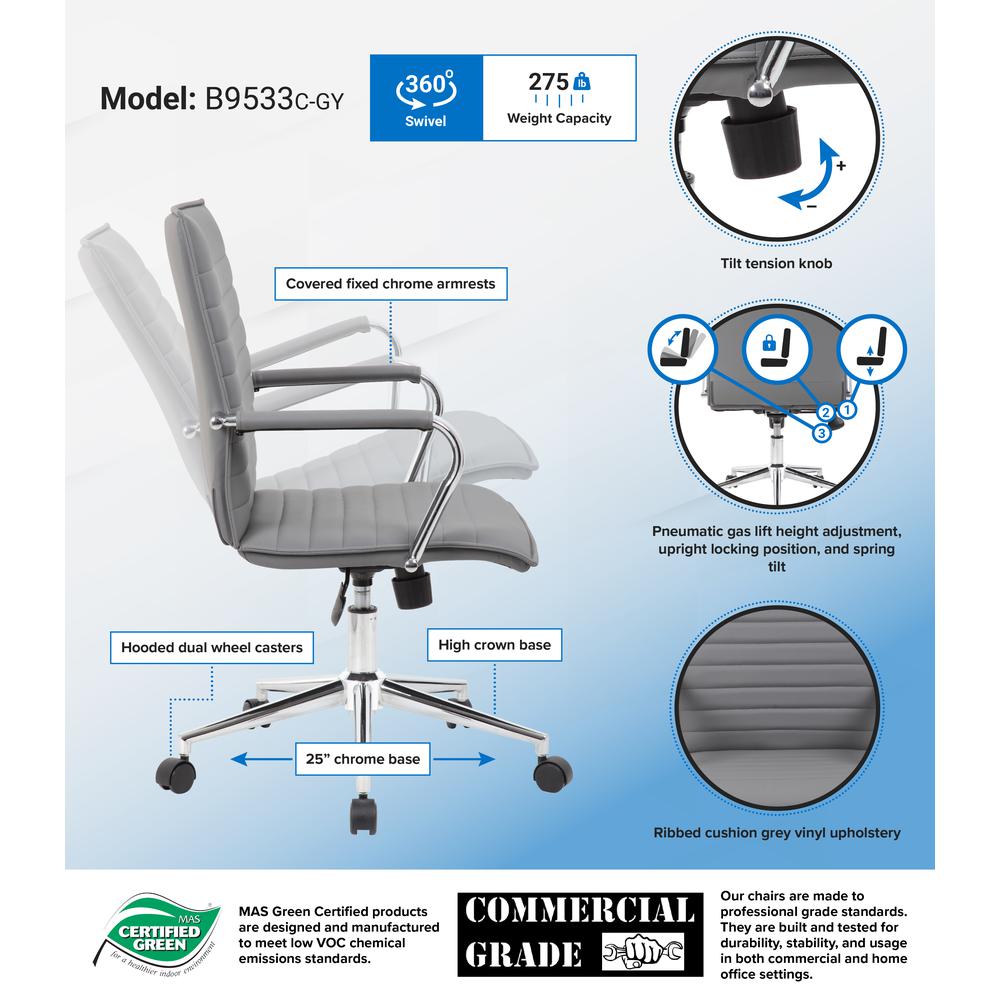 Boss Grey Vinyl Hospitality Chair. Picture 7