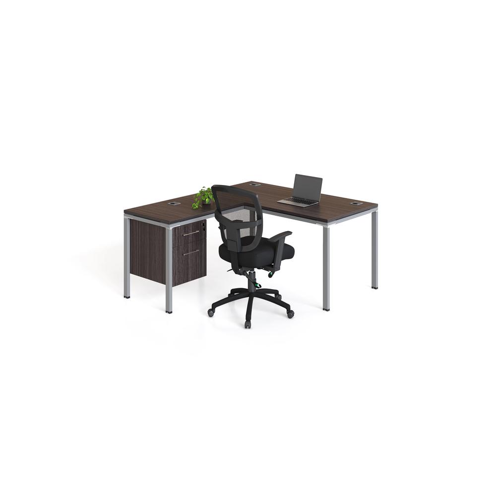 L Desk With Return And (1) Pedestal,  71" X 30"Desk Top (Ea), Driftwood. Picture 1