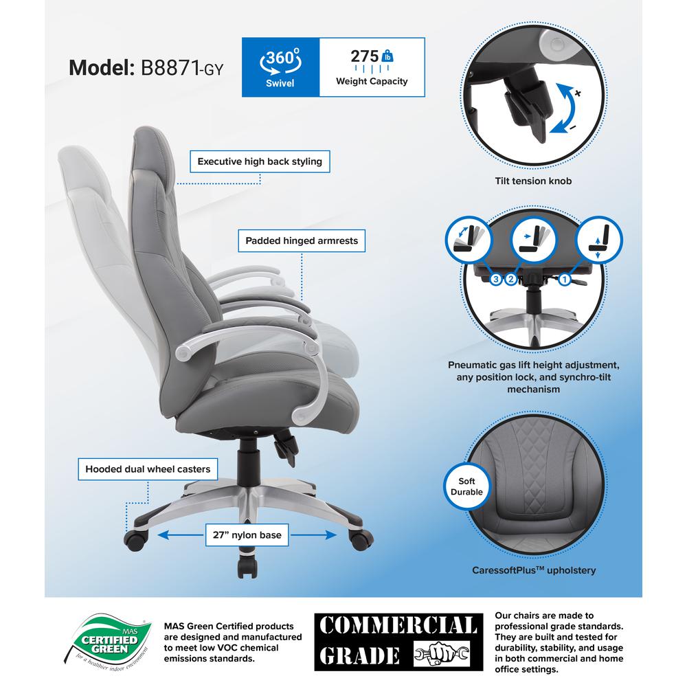 Boss Executive Hinged Arm Chair - Grey. Picture 6