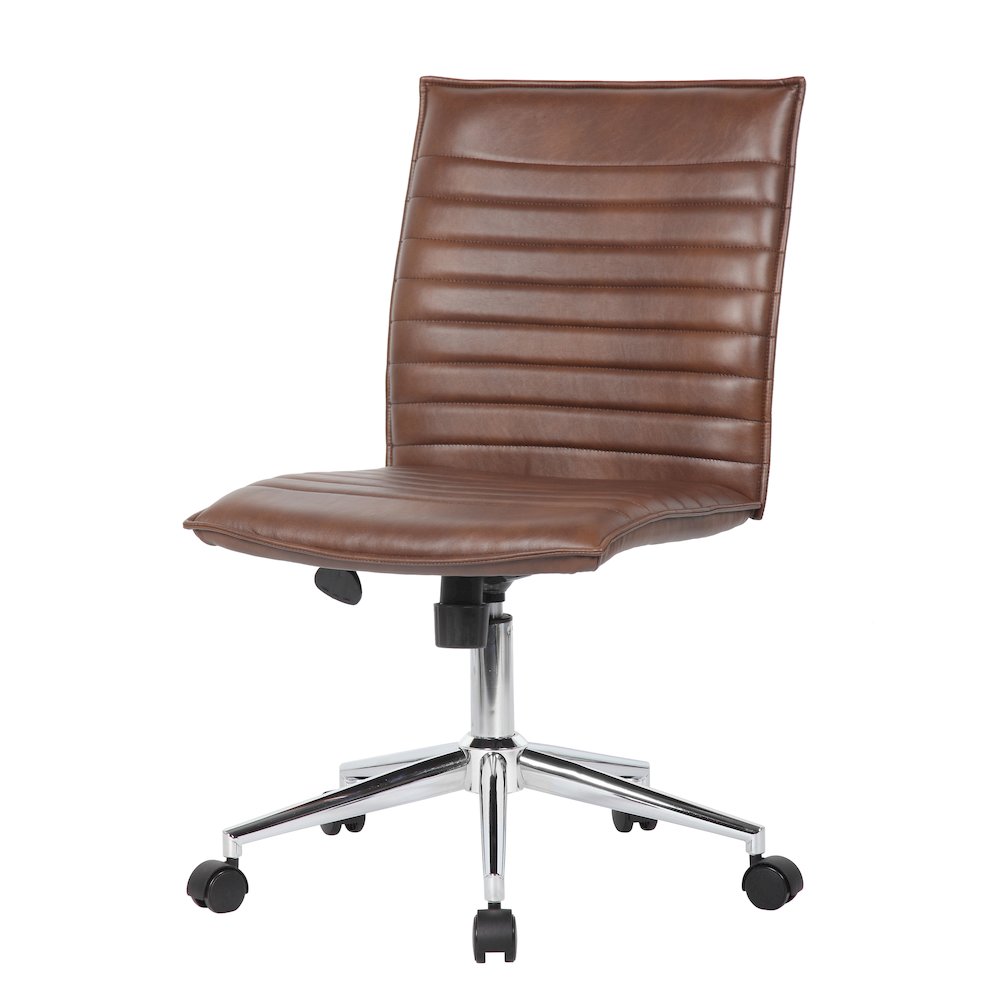 Boss Brown Vinyl Armless Hospitality Chair. Picture 3