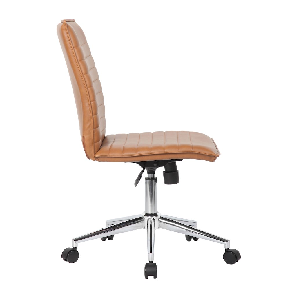 Boss Caramel Vinyl Armless Hospitality Chair. Picture 6