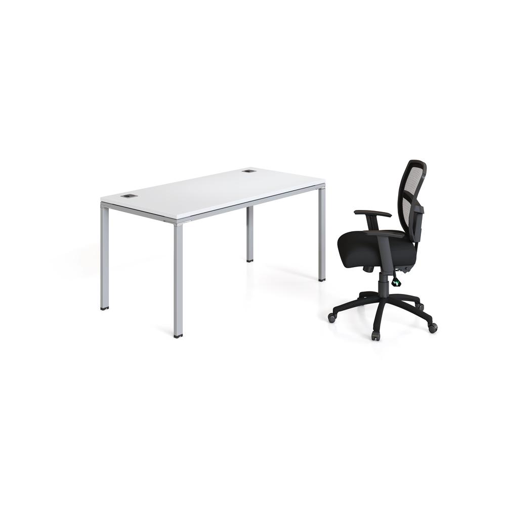 Single Desk, 48" X 24" Desk Top, White. Picture 2