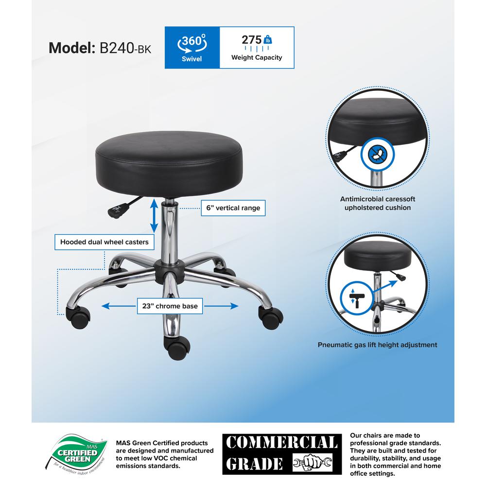 Boss Black Caressoft Medical Stool. Picture 4