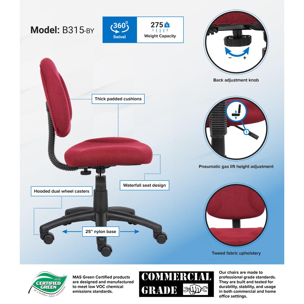 Boss Burgundy  Deluxe Posture Chair. Picture 7