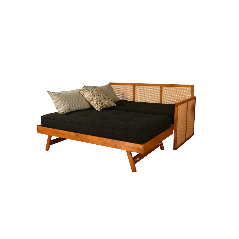 Abaco Daybed-Pop Up-Honey Finish-Canton Black Mattresses. Picture 2