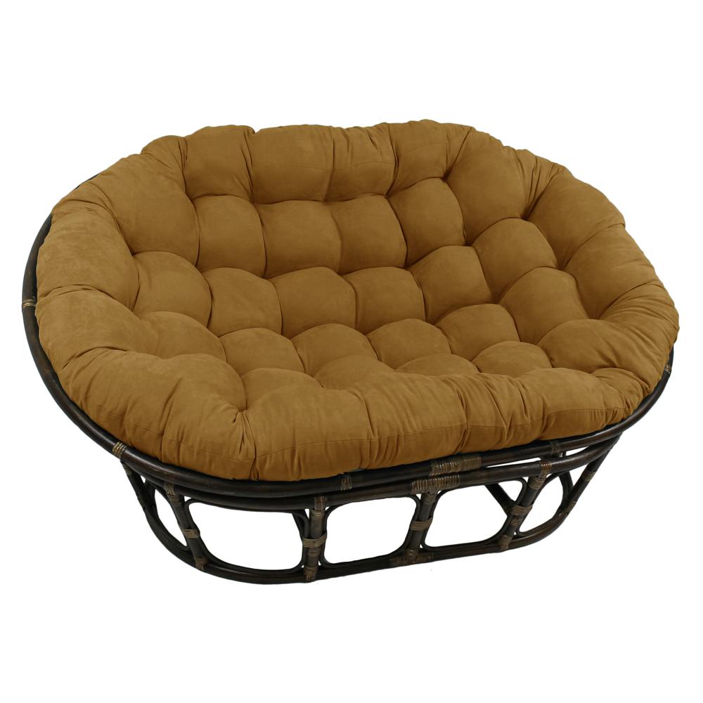Rattan Double Papasan  Chair with Microsuede Cushion. Picture 1