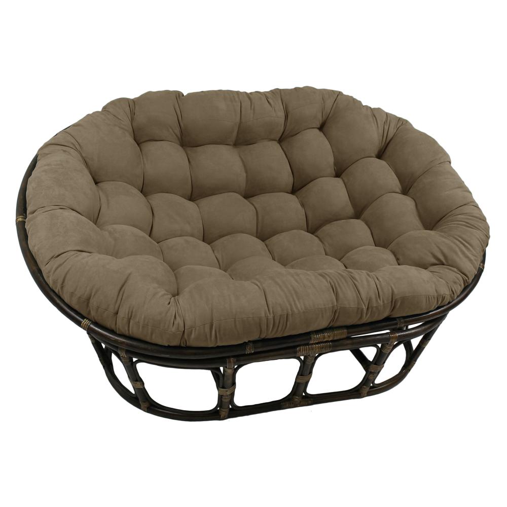 Rattan Double Papasan  Chair with Microsuede Cushion. Picture 1