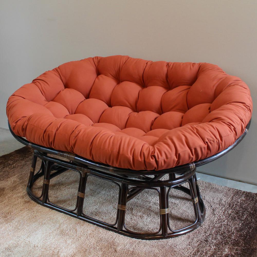 Rattan Double Papasan  Chair with Twill Cushion. Picture 2
