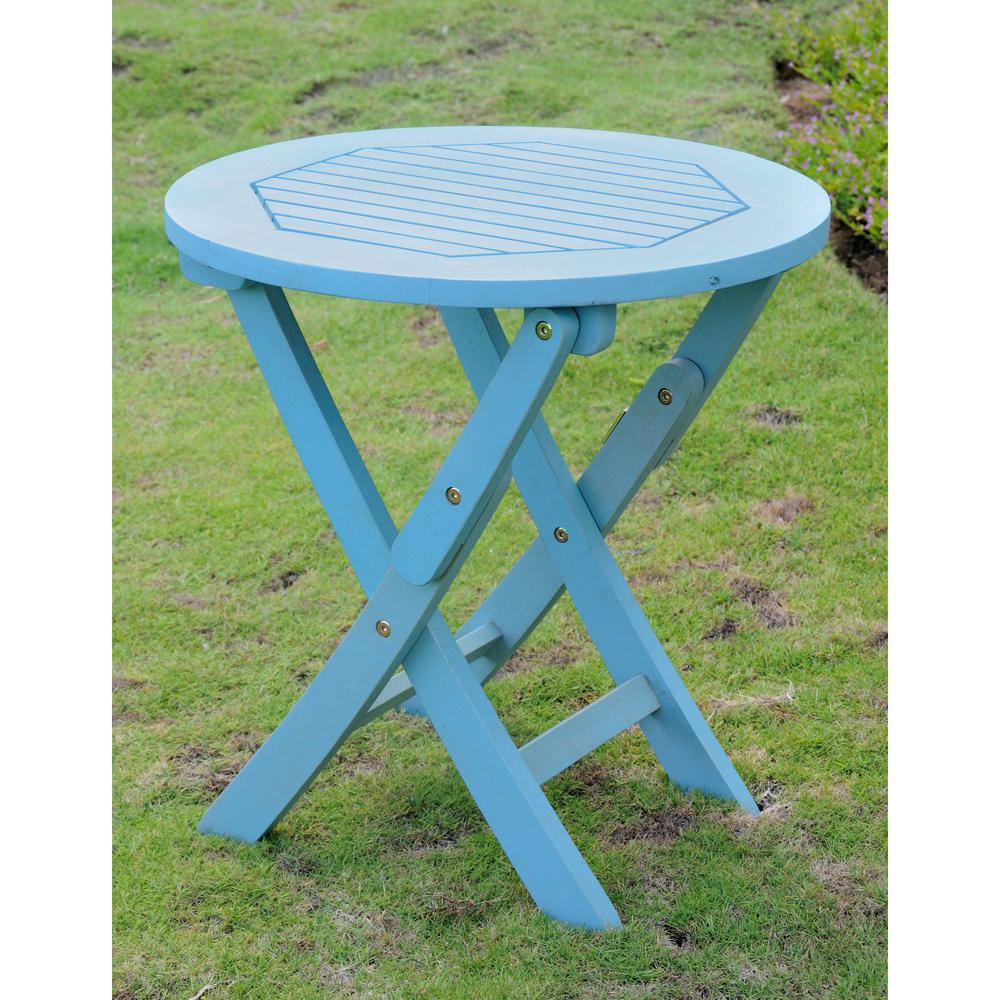 Acacia Round Folding Table. Picture 1