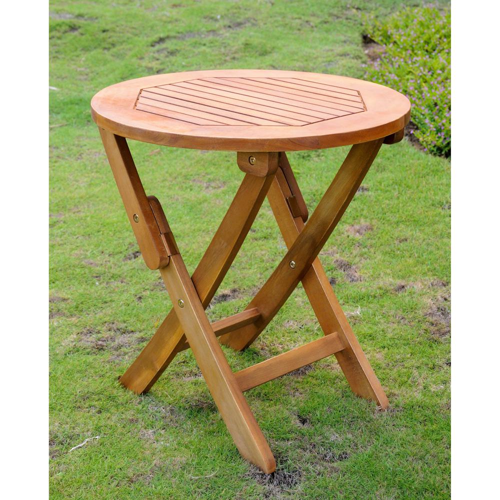 Acacia Round Folding Table. Picture 1