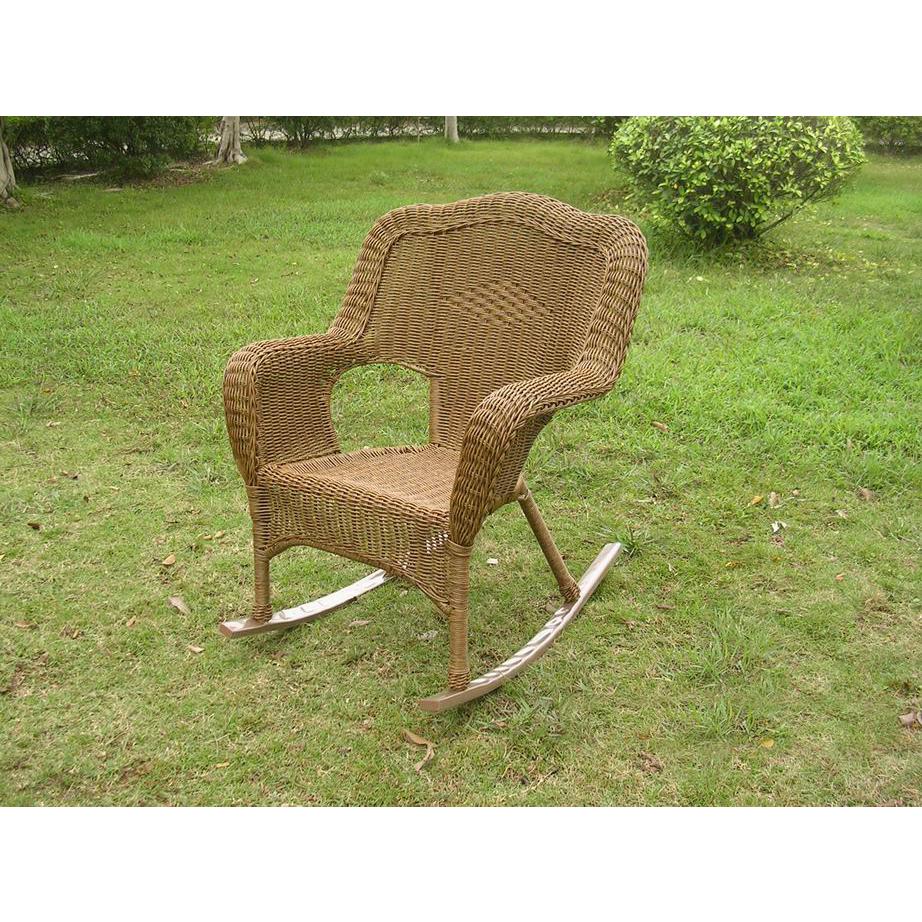 Resin Wicker Camel Back Rocking Chairs (Set of Two). Picture 1