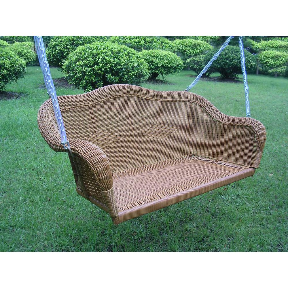 Resin Wicker Hanging Loveseat Swing. Picture 1