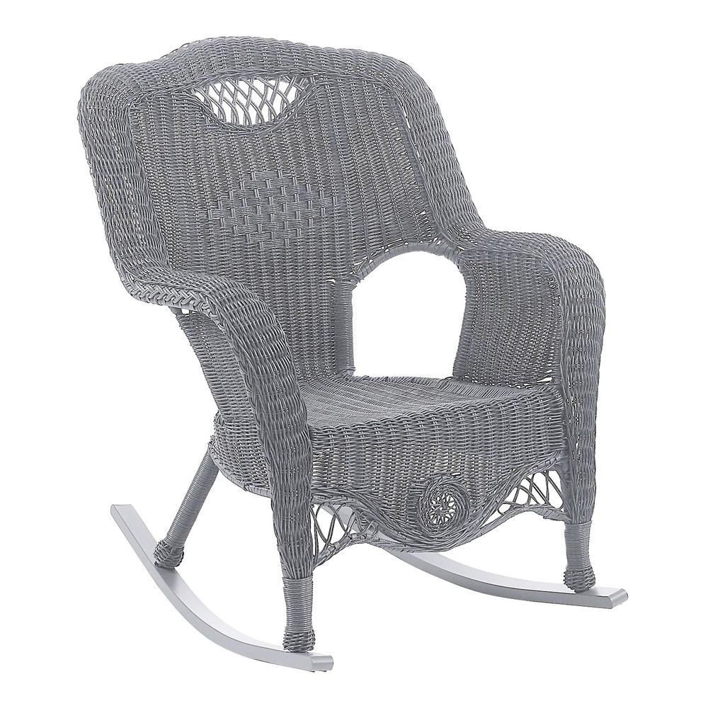 Riviera Resin Wicker/ Aluminum Outdoor Rocking Chair, Weathered Grey. Picture 1