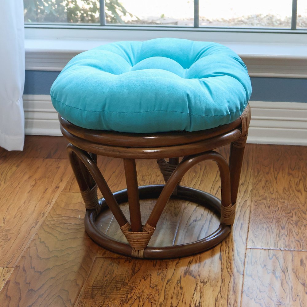 Rattan Ottoman with Micro Suede Cushion. Picture 2