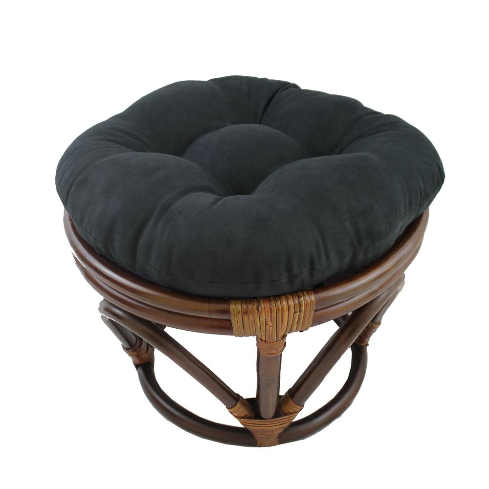 Rattan Ottoman with Micro Suede Cushion. Picture 1