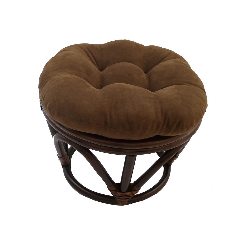 Rattan Ottoman with Micro Suede Cushion. Picture 1