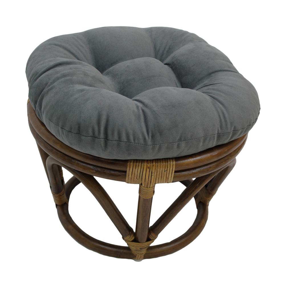 Rattan Ottoman with Micro Suede Cushion. Picture 1