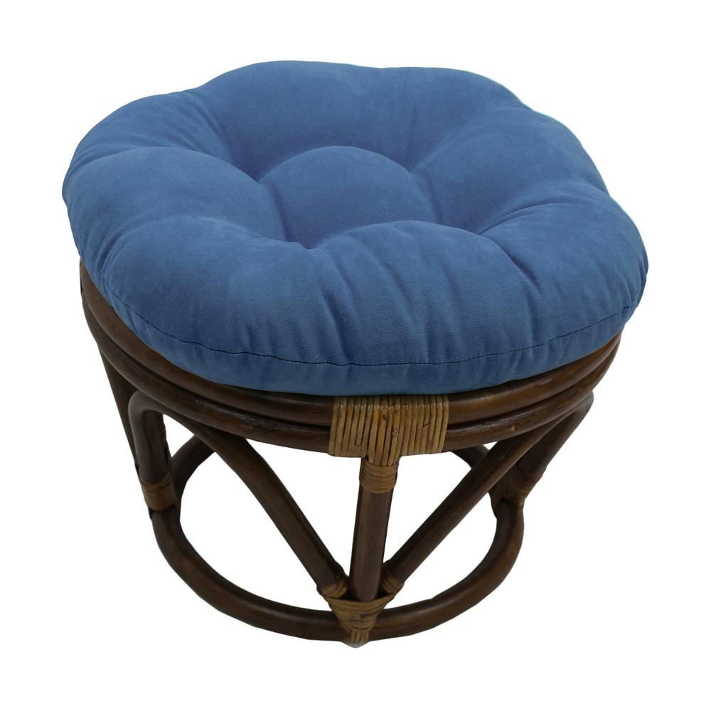 Rattan Ottoman with Micro Suede Cushion. Picture 1
