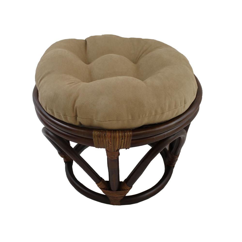 Rattan Ottoman with Micro Suede Cushion. Picture 1