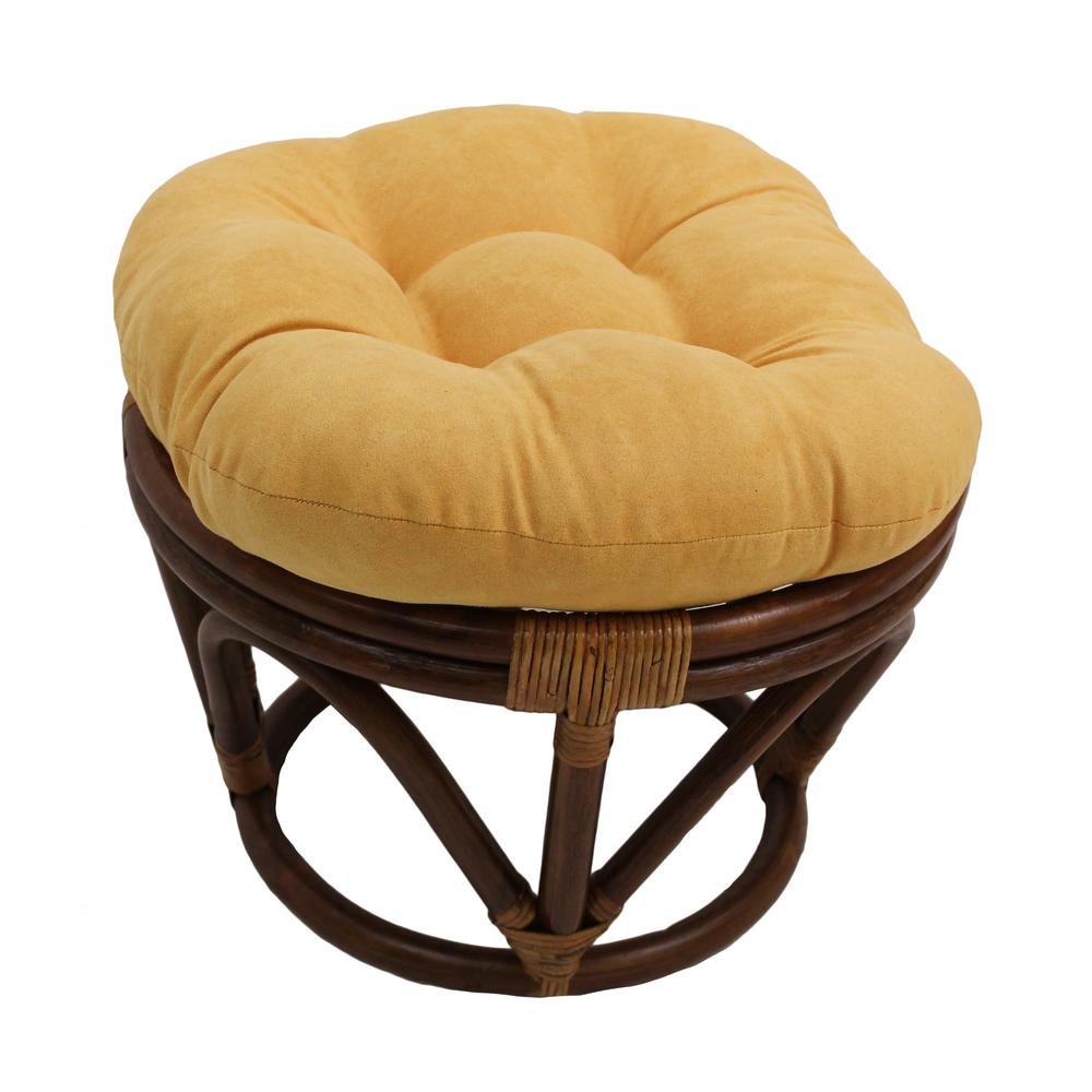 Rattan Ottoman with Micro Suede Cushion. Picture 1