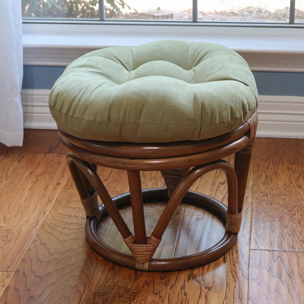 Rattan Ottoman with Micro Suede Cushion. Picture 2
