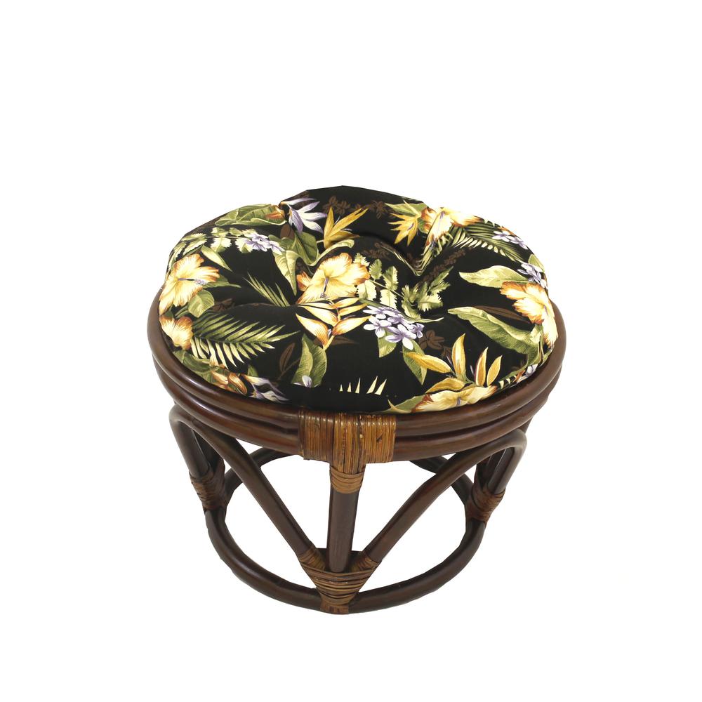 Rattan Ottoman with Outdoor Fabric Cushion. Picture 1