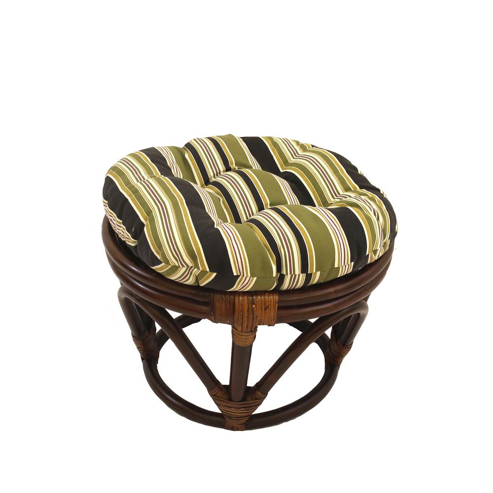 Rattan Ottoman with Outdoor Fabric Cushion. Picture 1