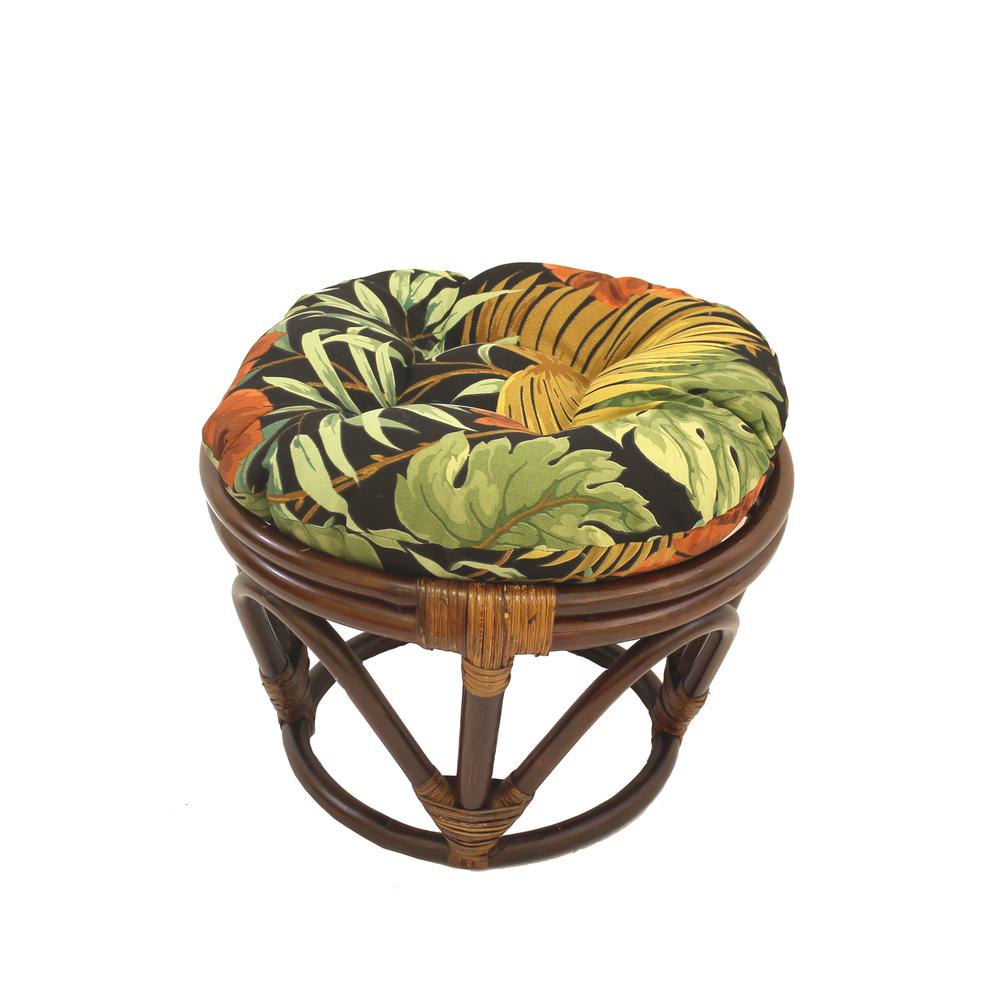 Rattan Ottoman with Outdoor Fabric Cushion. Picture 1