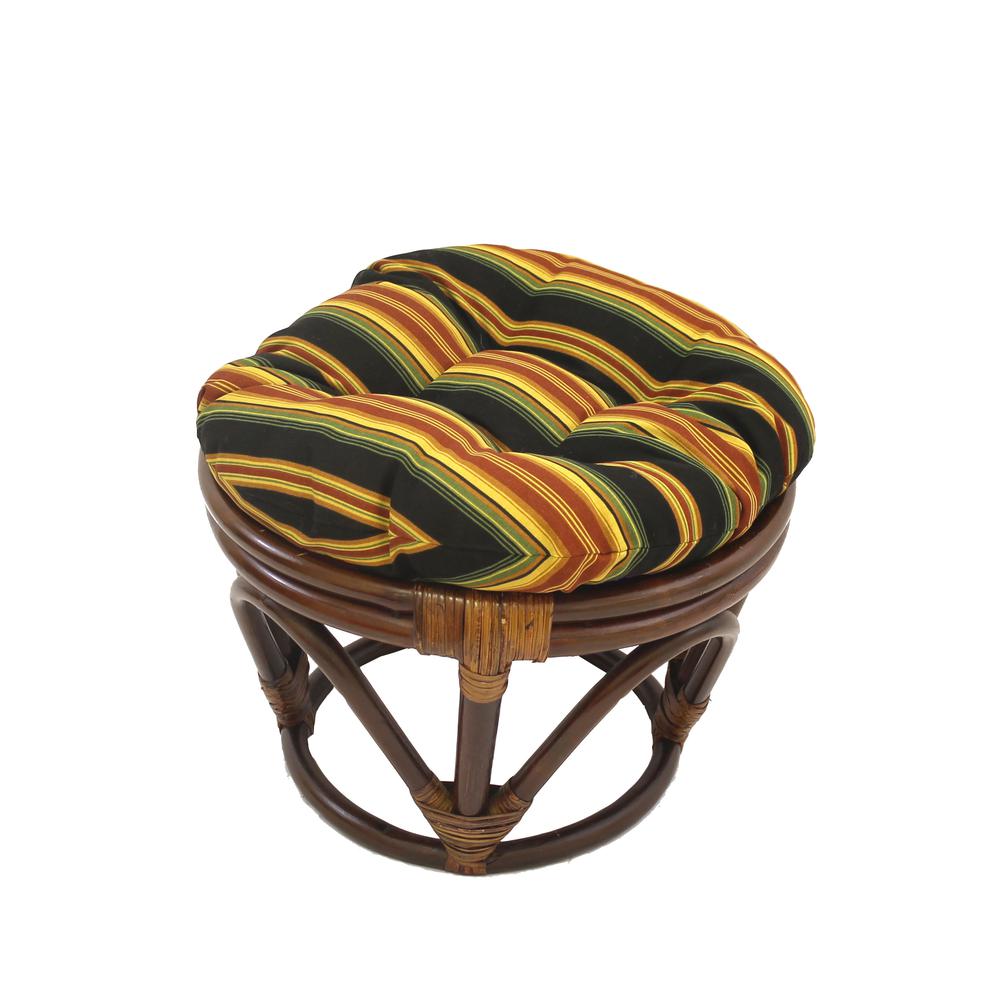 Rattan Ottoman with Outdoor Fabric Cushion. Picture 1