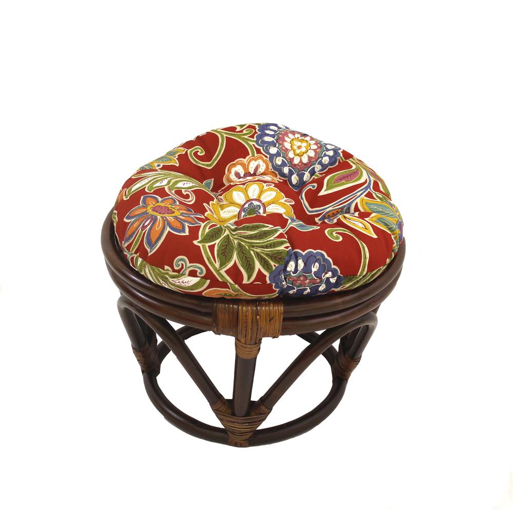 Rattan Ottoman with Outdoor Fabric Cushion. Picture 1