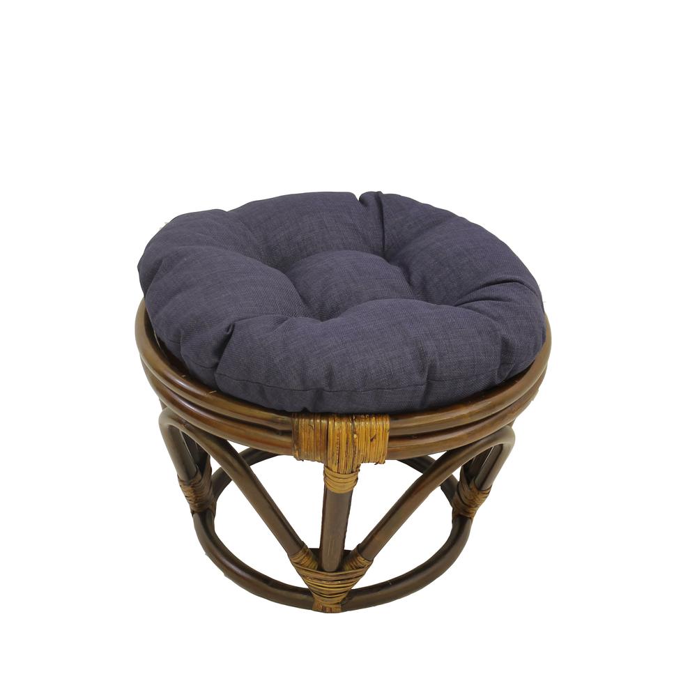 Rattan Ottoman with Outdoor Fabric Cushion. Picture 1