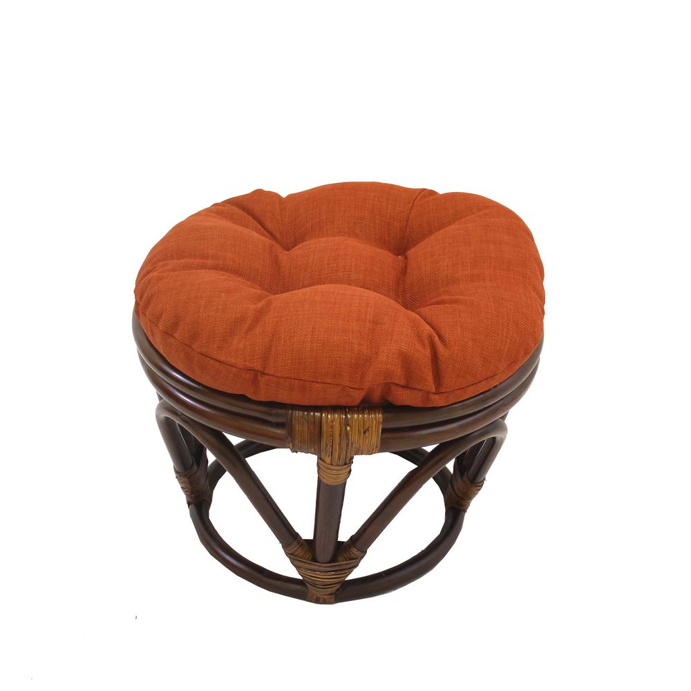 Rattan Ottoman with Outdoor Fabric Cushion. Picture 1
