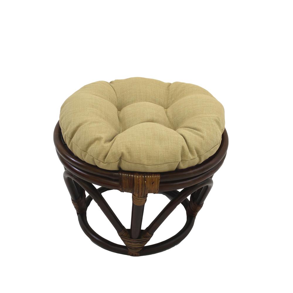 Rattan Ottoman with Outdoor Fabric Cushion. Picture 1