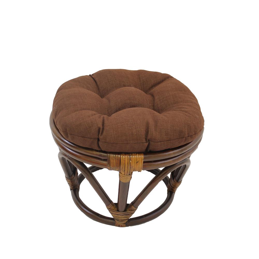 Rattan Ottoman with Outdoor Fabric Cushion. Picture 1