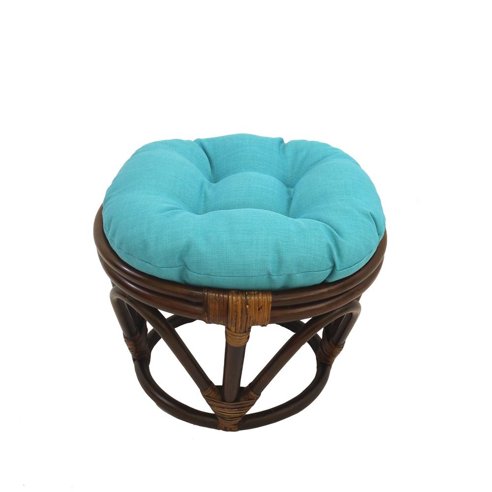 Rattan Ottoman with Outdoor Fabric Cushion. Picture 1