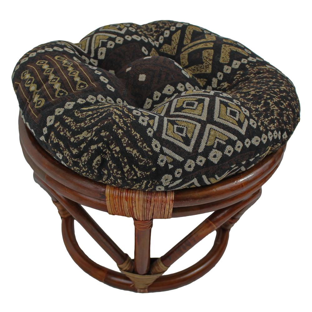 Rattan Footsool with Tapestry Cushion. Picture 1