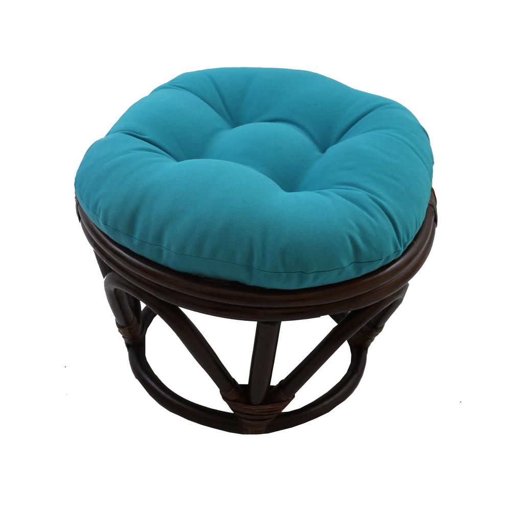 Rattan Footstool with Twill Cushion. Picture 1