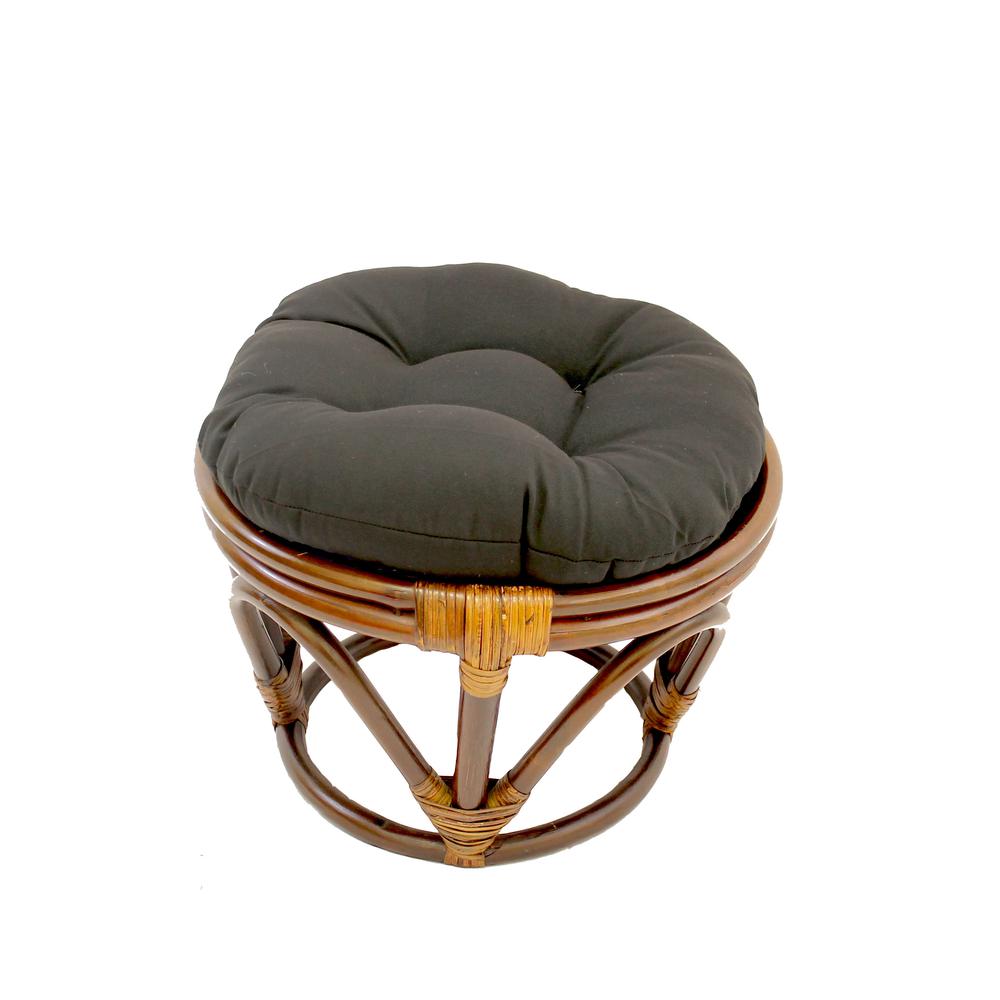 Rattan Footstool with Twill Cushion. Picture 1