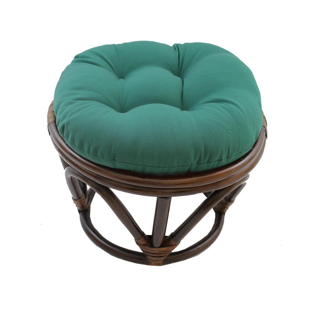 Rattan Footstool with Twill Cushion. Picture 1