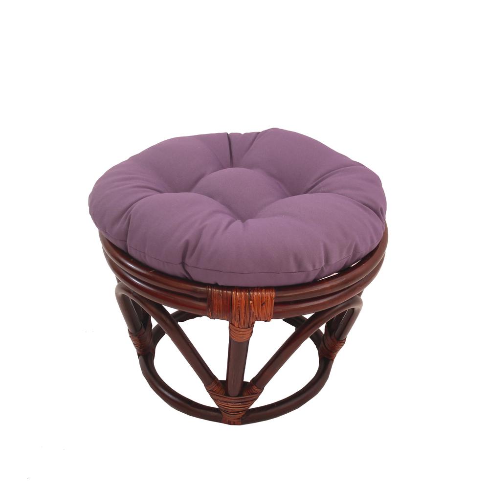 Rattan Footstool with Twill Cushion. Picture 1